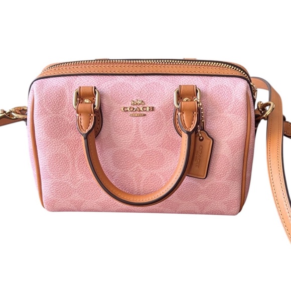 Coach Handbags - Coach Powder Pink Leather Mini Rowan
